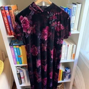 Floral dress with mandarin collar